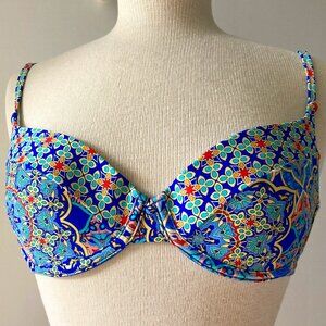 Sunsets Blue Medium Bikini Cup Top, Arabesque, Mediterranean Style
